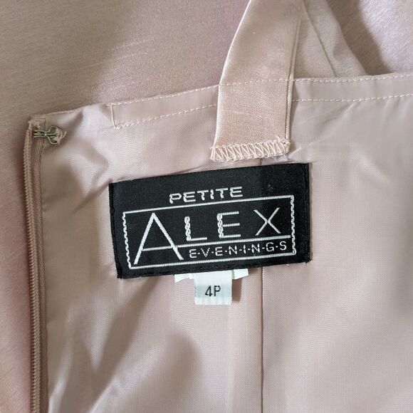 Alex Evenings Petite 4P Pink Shimmer Beaded Dress Jacket 2-PC Formal Cocktail - Picture 14 of 16